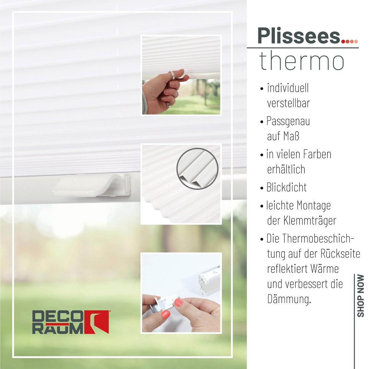 PLISSEE Thermo Basic 110 x 150cm Klemmfix ohne Bohren - Weiß, Textil (110/150cm) - Deco-Raum