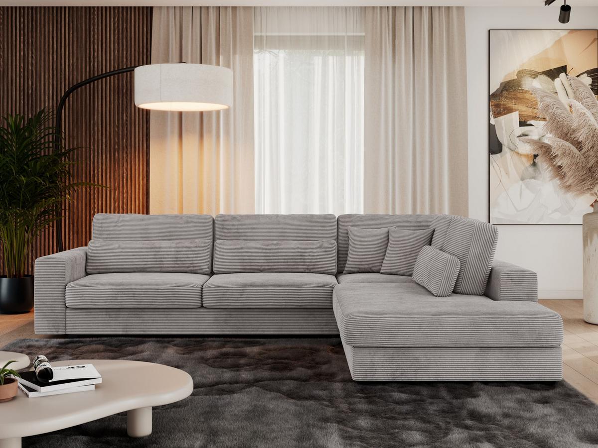 ECKSOFA Savona Grau Cord - rechts - Schwarz/Grau, Kunststoff/Textil (249/316cm) - MKS
