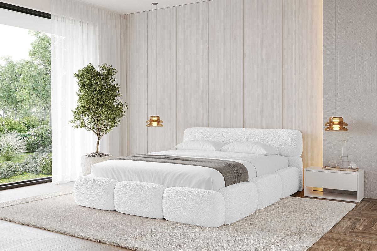 POLSTERBETT mit Bettkasten und Lattenrost, Boxbett ohne Matratze - ELVA-v1 180x200 Weiß - Weiß, Holzwerkstoff/Textil (180/200cm) - ALTDECOR
