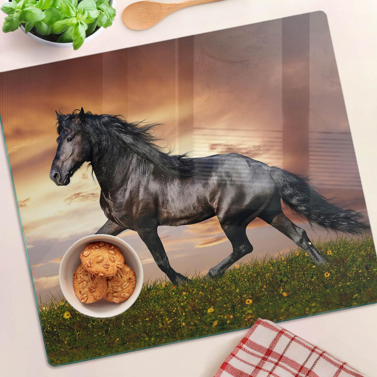 GLASPLATTE 60x52 cm Pferd - Dunkelbraun, Glas (60/52cm) - TULUP