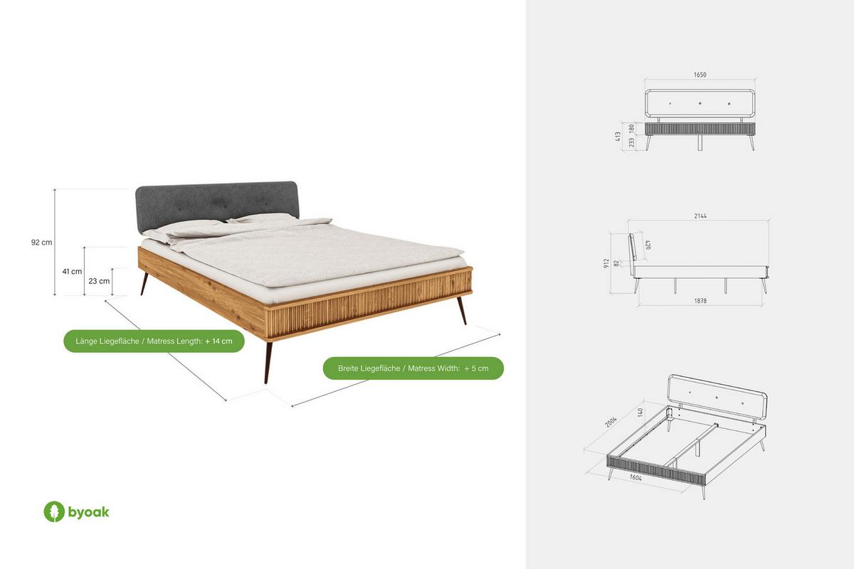 BETT LINA 2 100x210 Wildeiche - Wildeiche, Holz (100/210cm) - byoak