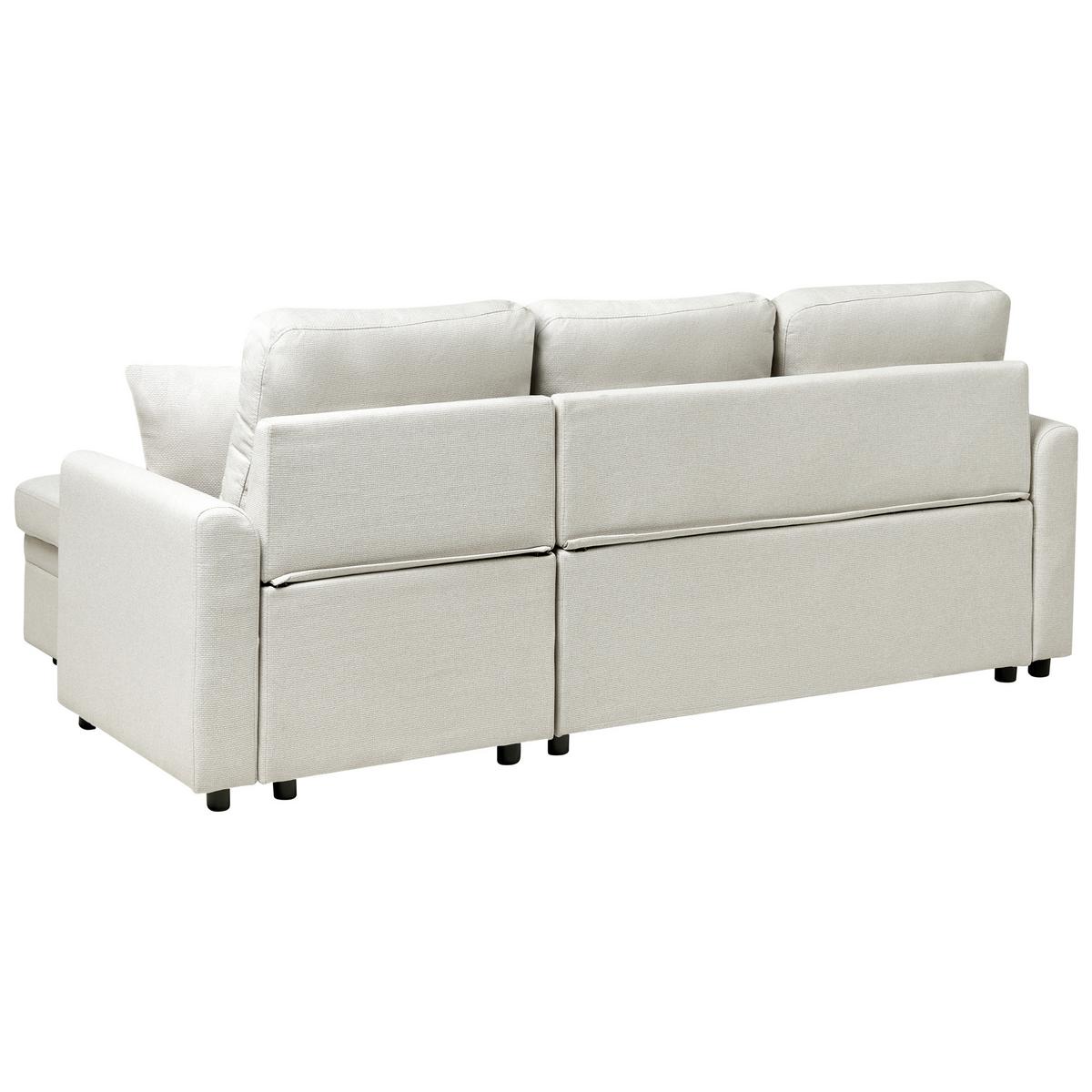ECKSCHLAFSOFA 3-Sitzer Kunstleinen Hellbeige linksseitig Nassjo - Beige, Textil (210/131cm) - Beliani