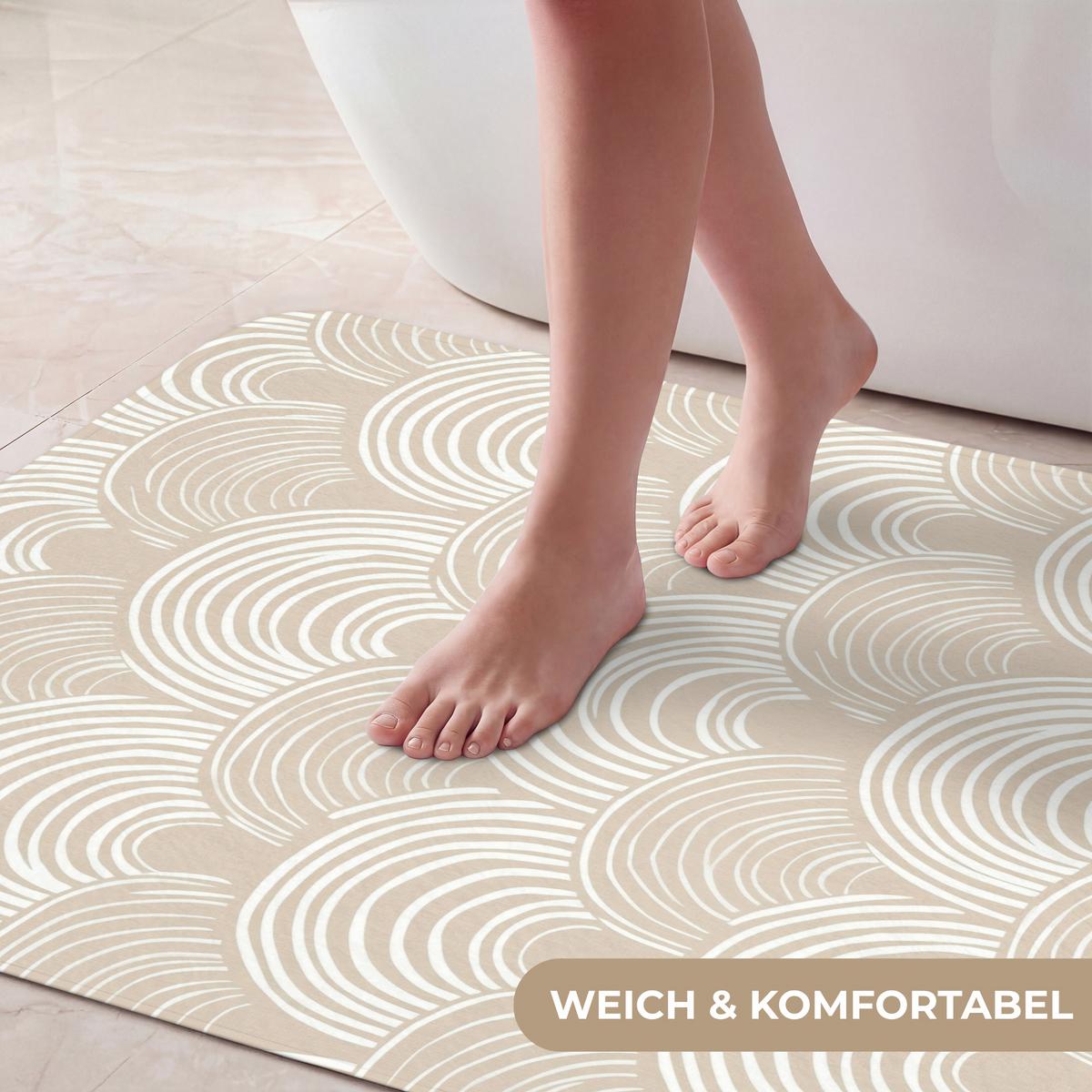 BADEMATTE Wellen - Textur - Beige 60x90 cm - Kaschmir, Textil (60/90cm) - OnlyWow