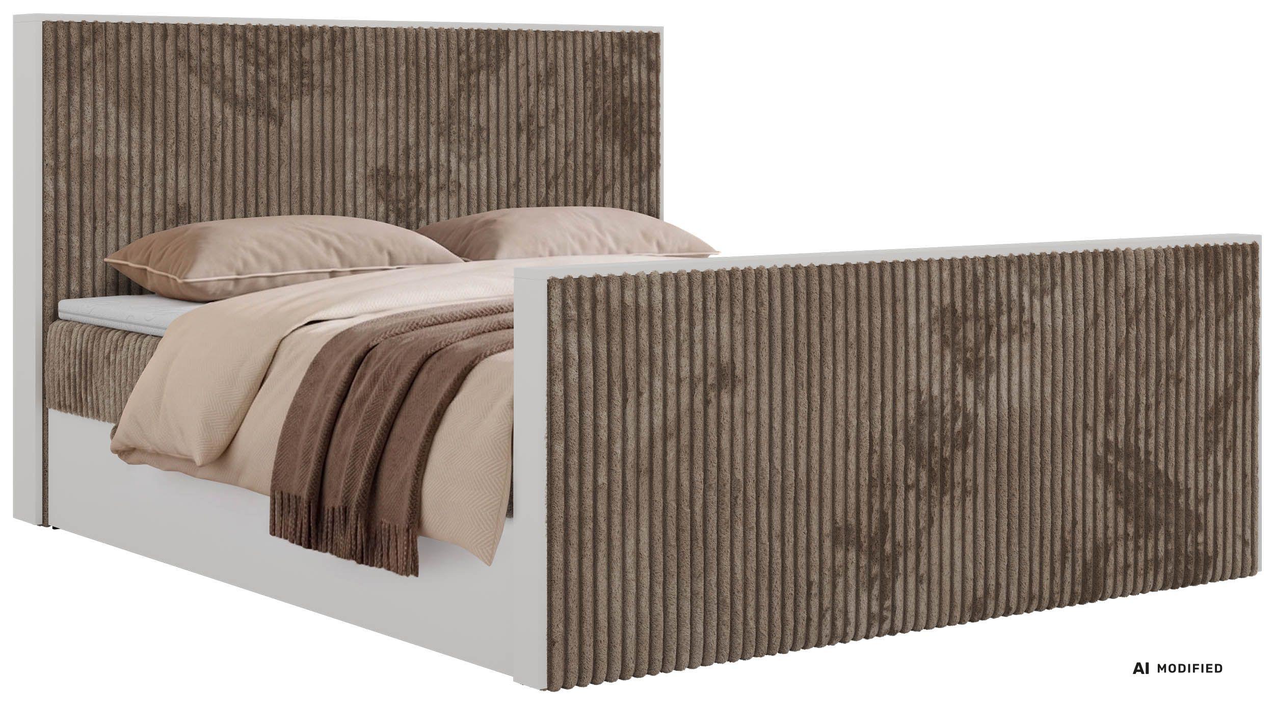 BOXBETT TRAVIT DUO 160/200 - Braun Cord - Topper Visco - H4 - Schwarz/Braun, Kunststoff/Textil (160/200cm) - MKS