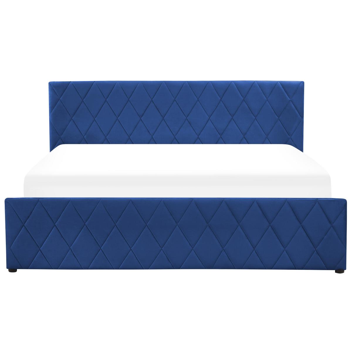BETT mit Stauraum 180/200 cm Marineblau Rochefort - Blau, Textil (180/200cm) - Beliani