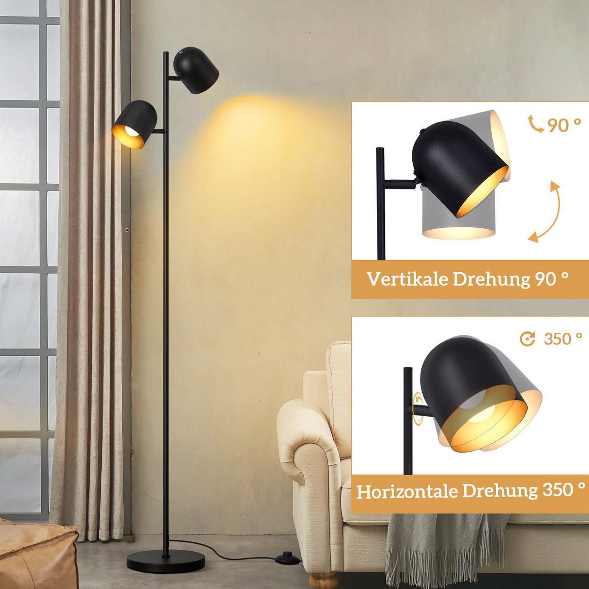 STEHLAMPE Yamaguchi 35/22/145cm - Schwarz, Metall (35/22/145cm) - Nettlife