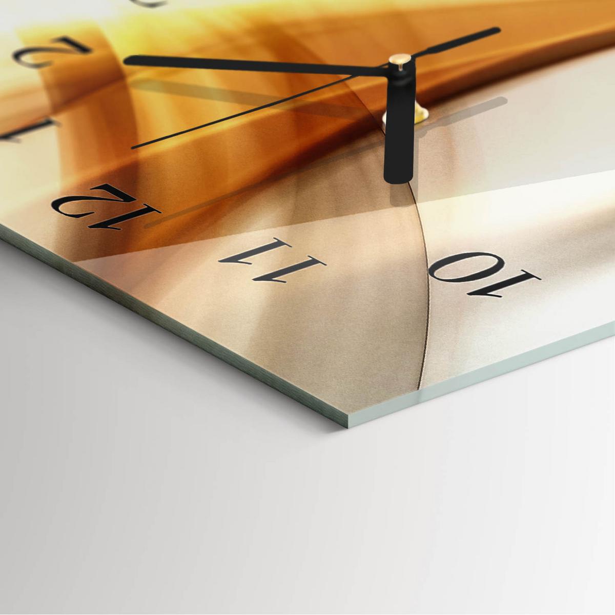WANDUHR aus Glas 30x60 cm - Muster - Orange, Glas (30/60/0.4cm) - TULUP