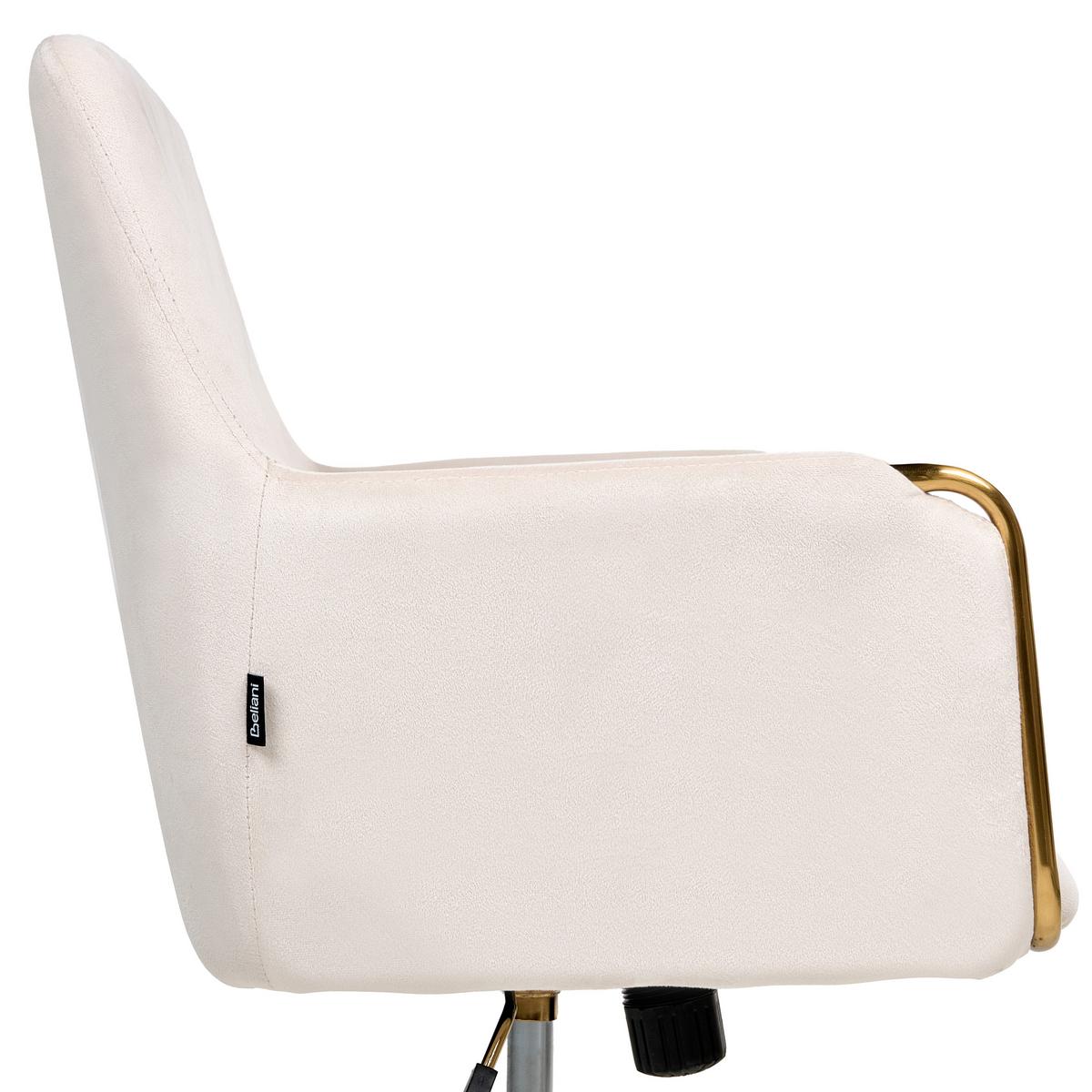 SCHREIBTISCHSTUHL Samtstoff Cremeweiß Altona - Weiß, Textil (59/84/59cm) - Beliani