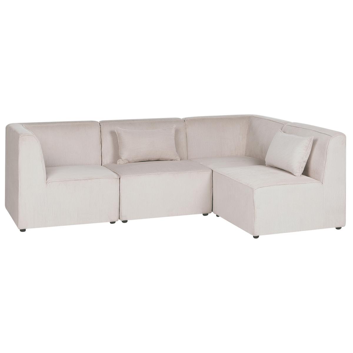 ECKSOFA Modul 4-Sitzer linksseitig Beige Cord Lemvig - Beige, Textil (250/166cm) - Beliani