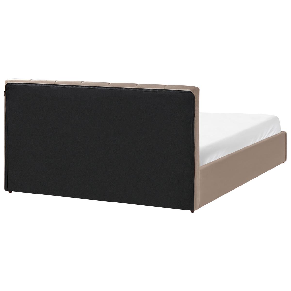 BETT mit Stauraum 160/200 cm Samtstoff Taupe Dreux - Taupe, Textil (160/200cm) - Beliani
