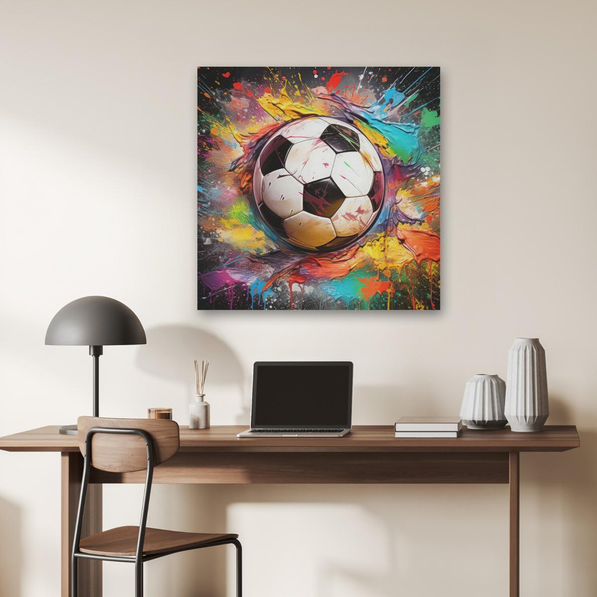 AKUSTIKBILD Fußball - Farbe - Farben - Schwarz - Weiß Akustikpaneele 80x80 cm - Weiß, Kunststoff (80/80/0.9cm) - MuchoWow