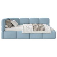 JUGENDBETT Cloudy Hellblau 120 x 200 cm - Blau/Schwarz, Kunststoff/Textil (120/200cm) - Selsey