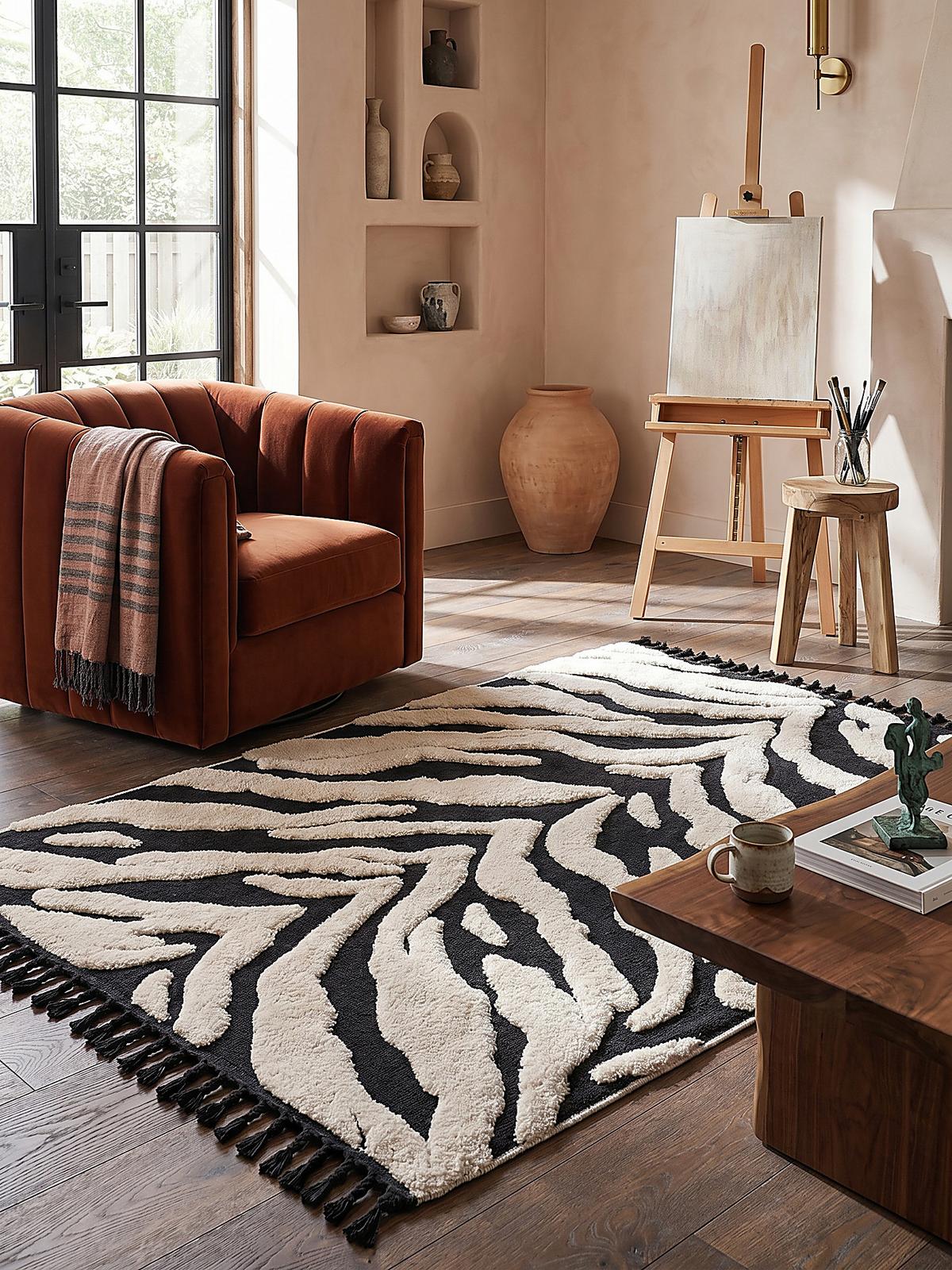 TEPPICH Hochflor mit Fransen MARA in Beige, mit Tier-Motiv, 200 x 300 cm - Beige, Textil (300/200cm) - KADIMA DESIGN