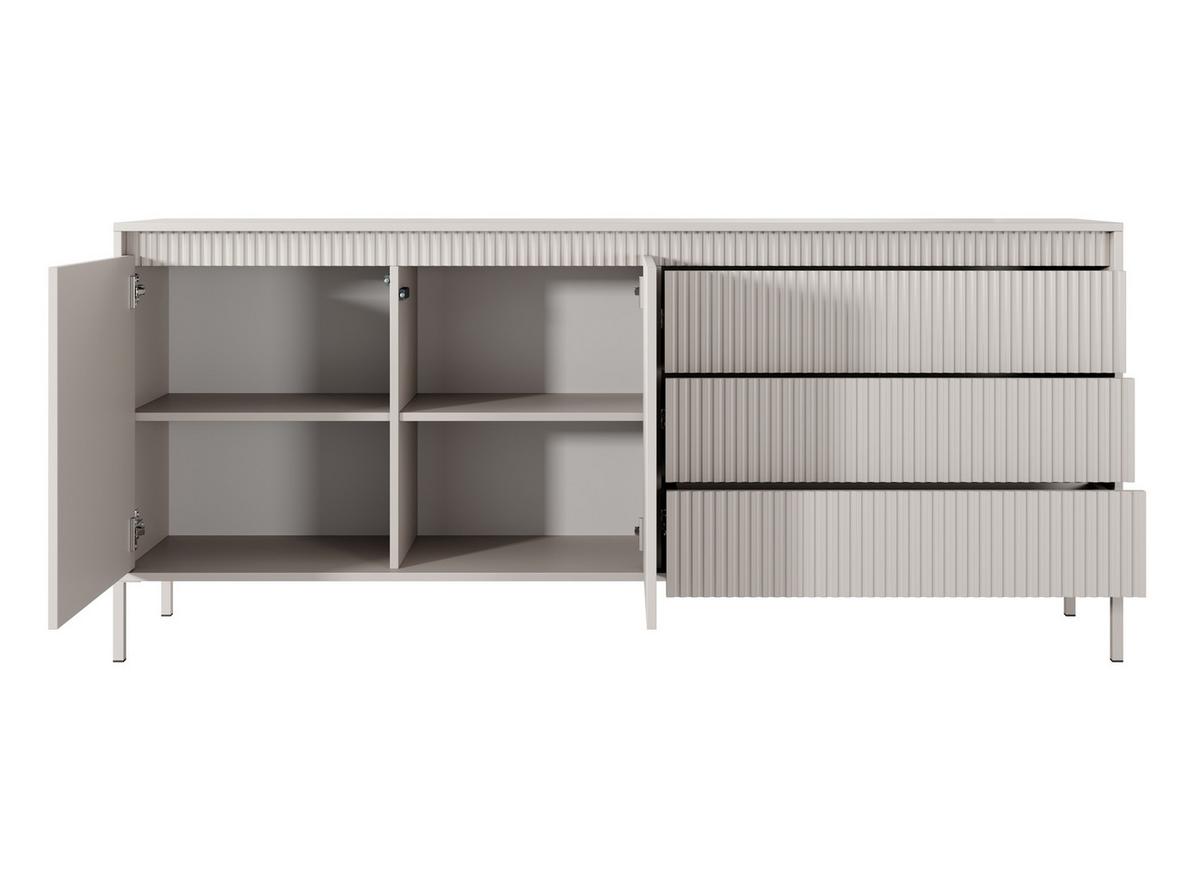 SIDEBOARD Trentinis 2T 3S Beige 187,1/41,4/39,5 cm – Geriffelten Fronten - Beige, Holzwerkstoff/Metall (187.1/41.4/39.5cm) - AX Living