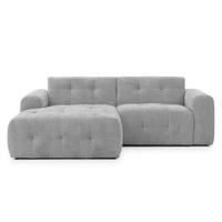 ECKSOFA mit Ottomane links, raffinierten Steppungen, Wellenunterfederung, B234/T161/H79 cm, Chenille-Bezug in Hellgrau / 21044 - Hellgrau/Schwarz, Kunststoff/Textil (234/79/161cm) - luma-home