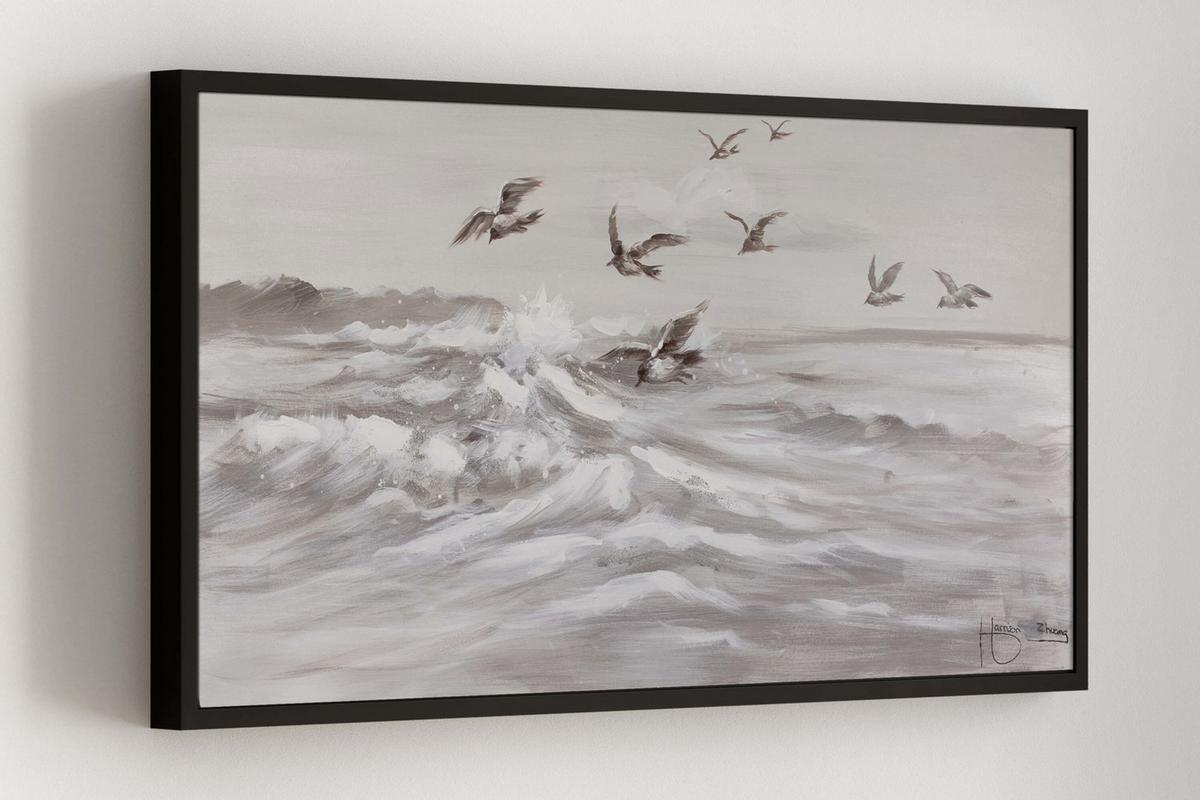 ACRYLBILD HANDGEMALT 120/60 cm - Grau, Holz/Textil (120/60cm) - KUNSTLOFT