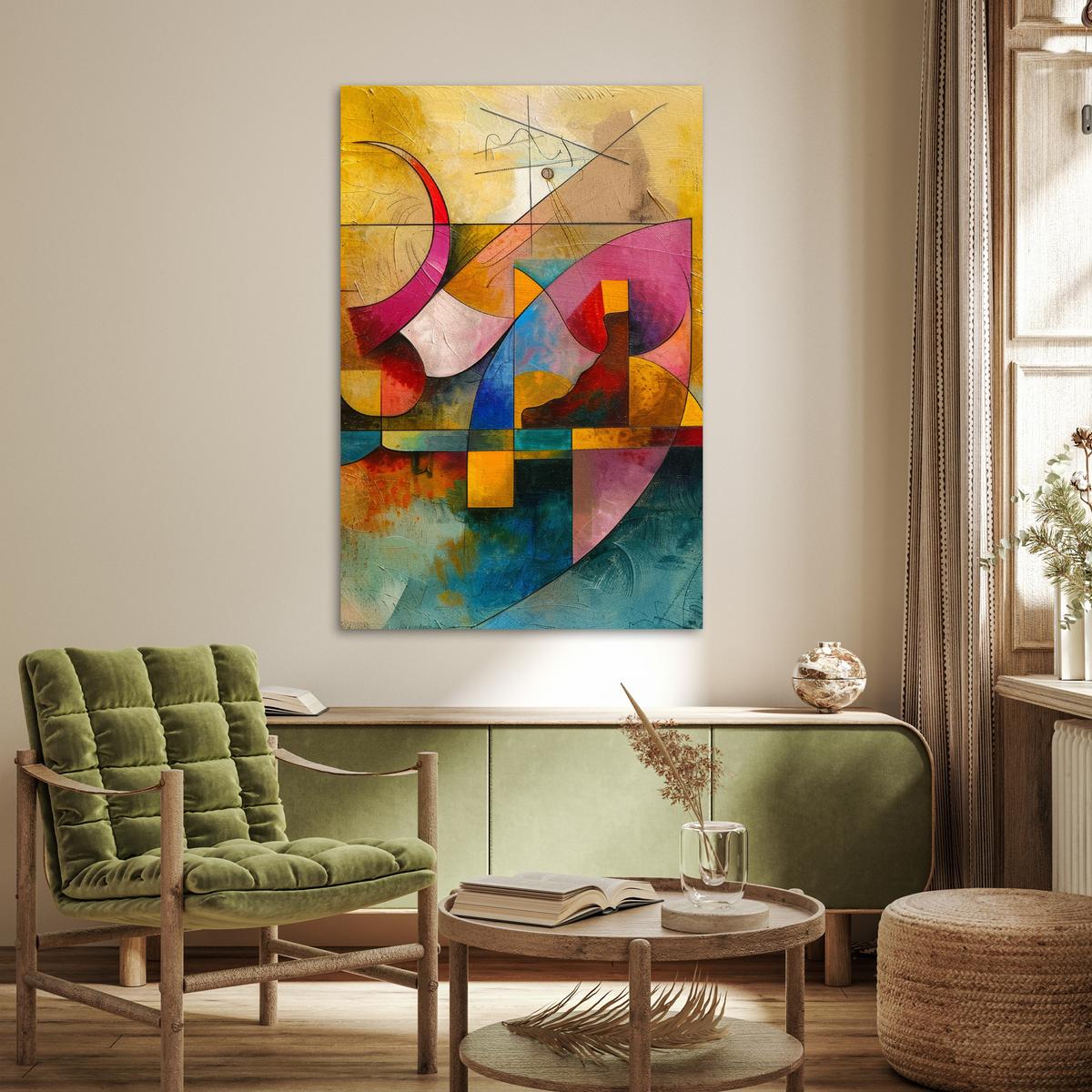 POSTER Kunst - Abstrakt - Modern Wandbild Schlafzimmer 80x120 cm - Gelb, Papier (80/120/0.1cm) - MuchoWow