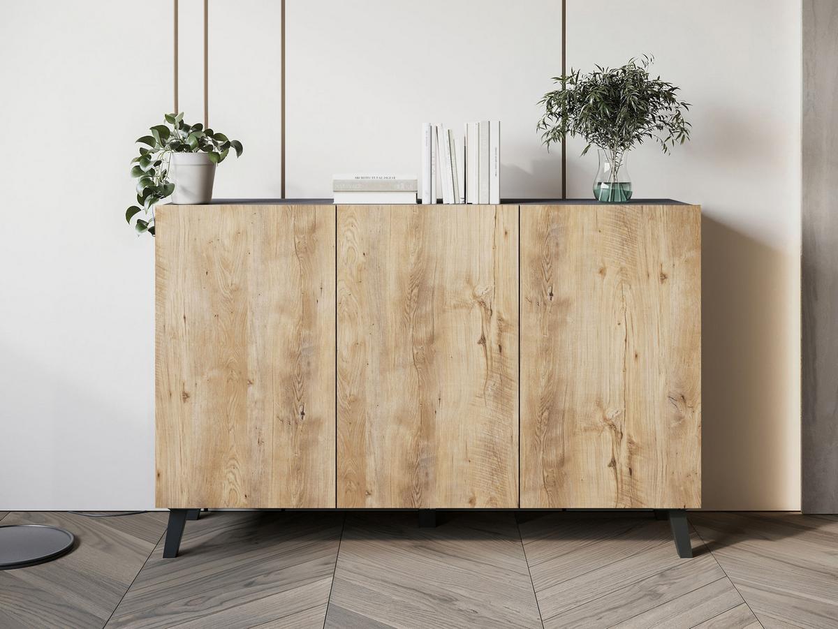 KOMMODE Phuket 120 - Schwarz/Braun, Holzwerkstoff/Kunststoff (120/76/39cm) - MIRJAN24