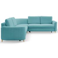ECKSOFA VELA L-S Grün Velours-Stoff mit Schlaffunktion - Grün, Holz (251/251cm) - MASSENO