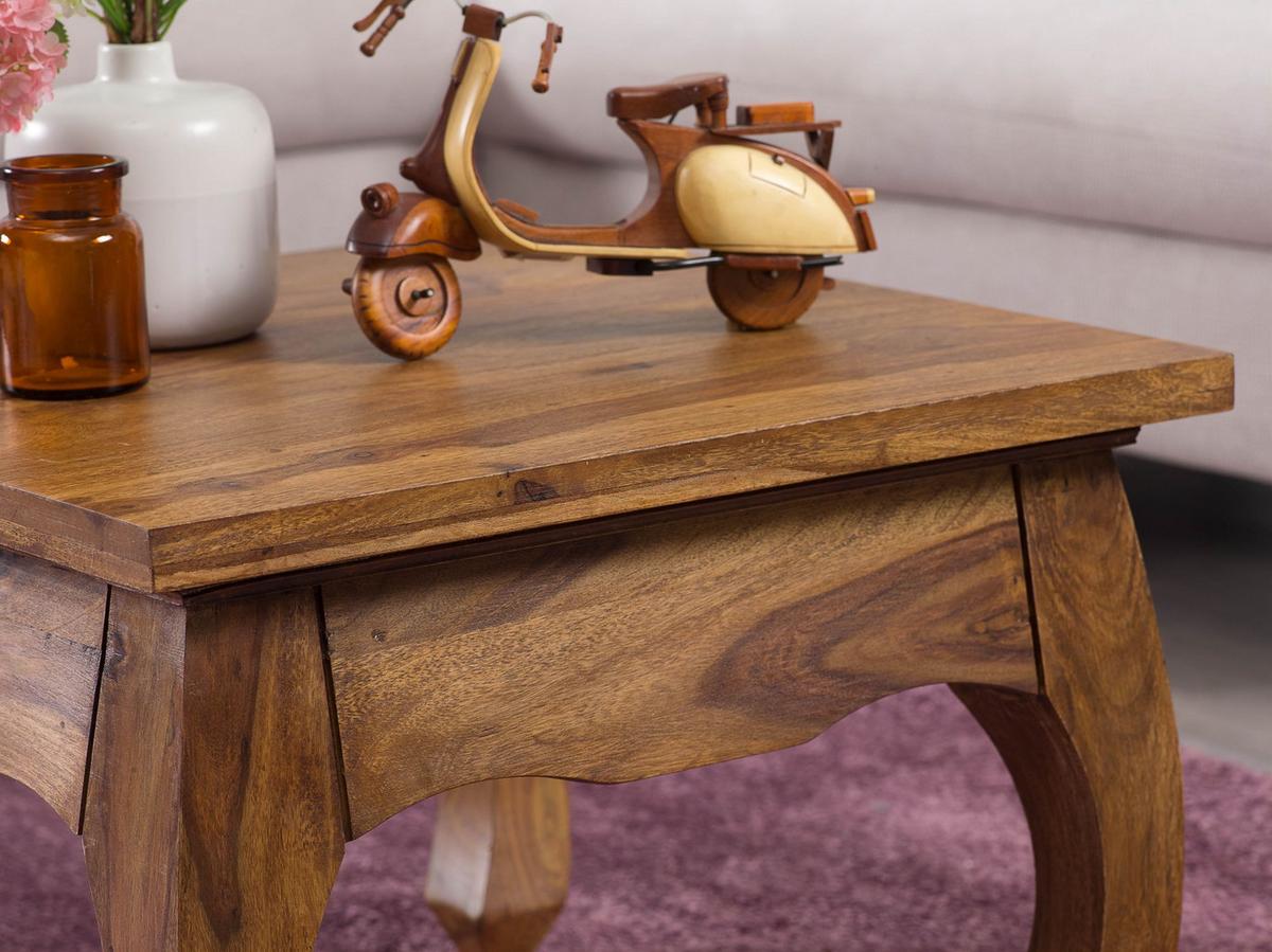 COUCHTISCH Dunkelbraun Massivholz Sheesham 60cm Landhaus-Stil - Dunkelbraun/Braun, Holz (60/60/40cm) - KADIMA DESIGN
