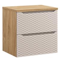 WASCHBECKENUNTERSCHRANK Ocean 2 Schubladen Cashmere mit Eiche - 60 x 46 x 59 cm - Kaschmir/Eichefarben, Holz (60/59/46cm) - Badplaats