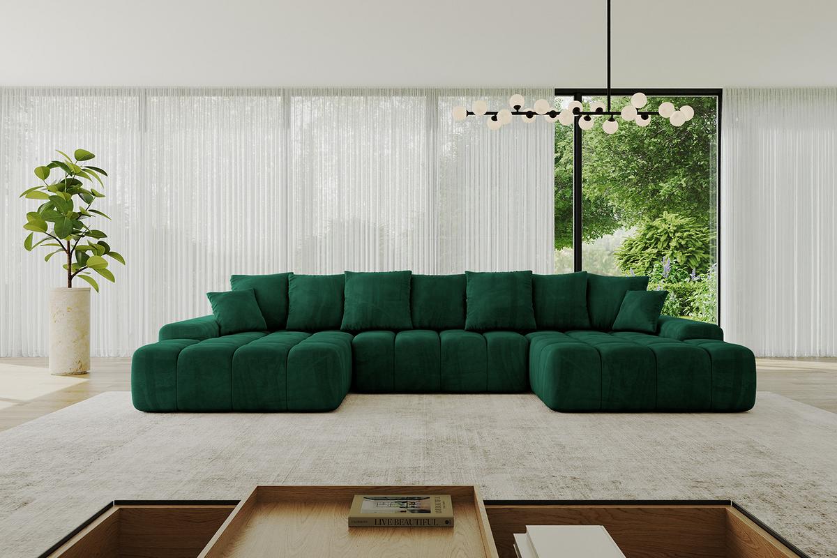 WOHNLANDSCHAFT ENSI-U - 353x164x69 cm Dunkelgrün - Dunkelgrün, Holzwerkstoff/Kunststoff (357/69/164cm) - ALTDECOR