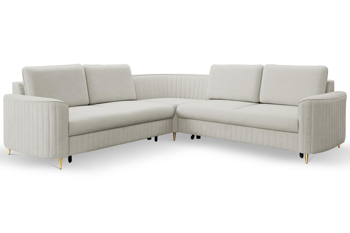 ECKSOFA VELA R-S Hellgrau Velours-Stoff mit Schlaffunktion - Hellgrau, Holz (251/251cm) - MASSENO