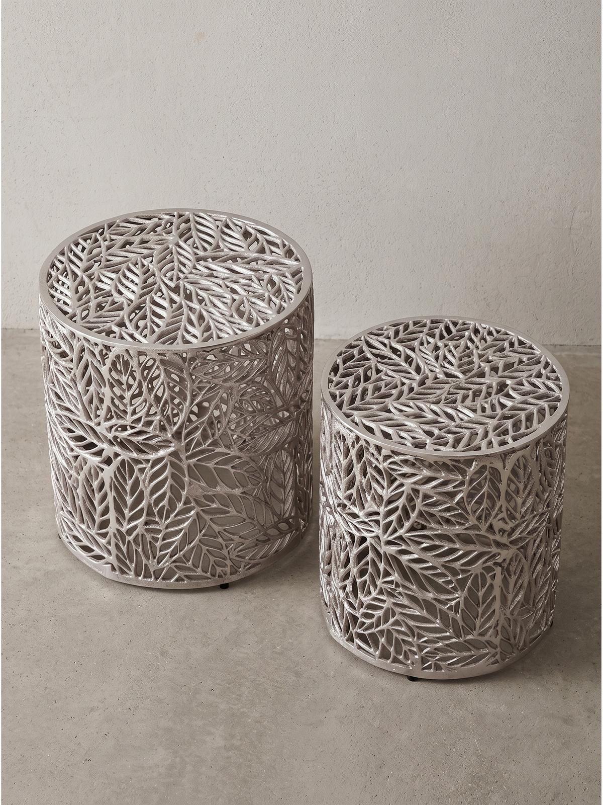 BEISTELLTISCHE 2er-Set RIAZA, Aluminium, Silber, Ø 41 x 42 cm - Silberfarben, Metall (41/41/42cm) - KADIMA DESIGN