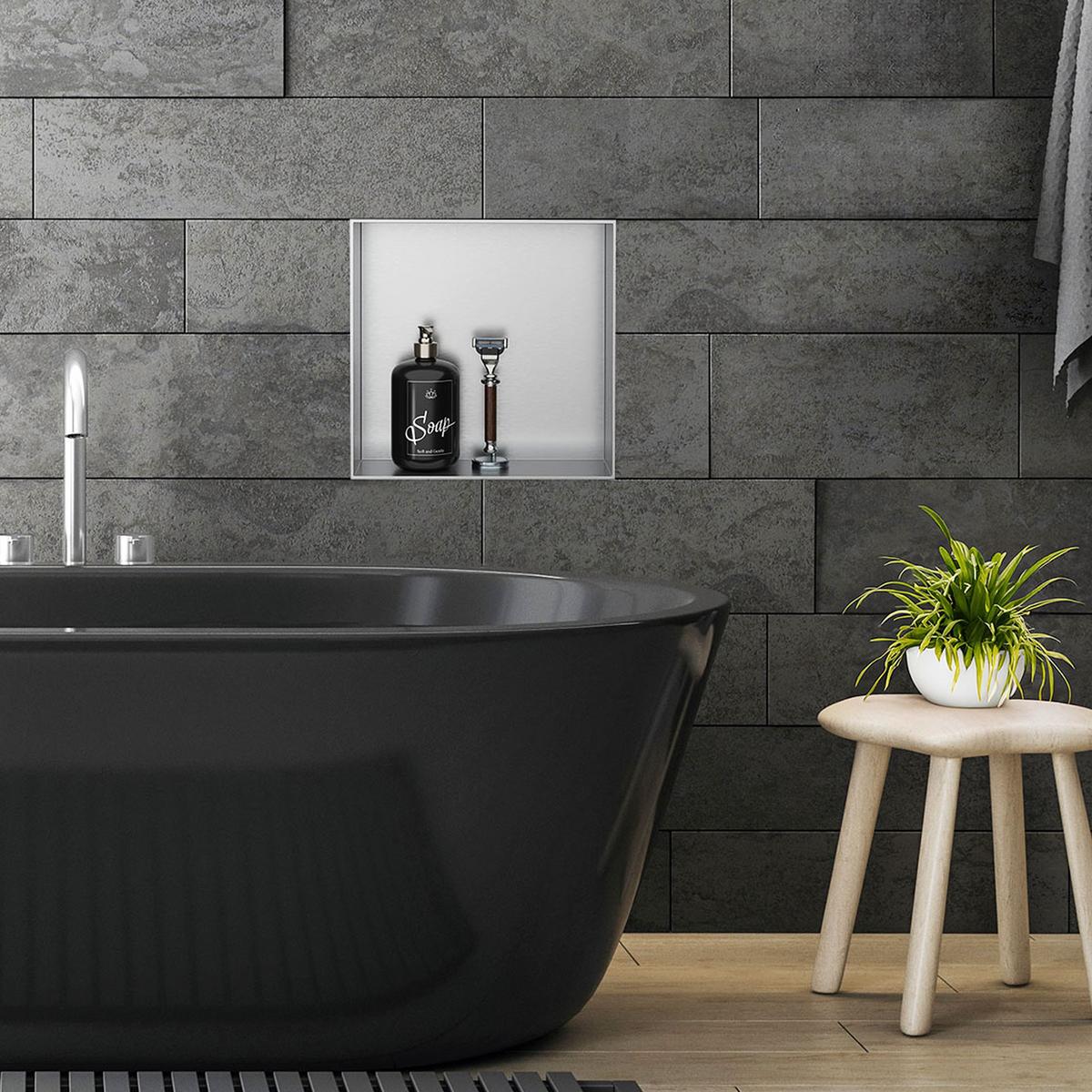 DUSCHNISCHE Silber 30/30 cm - Silberfarben, Metall (30/30/10cm) - LuxeBath