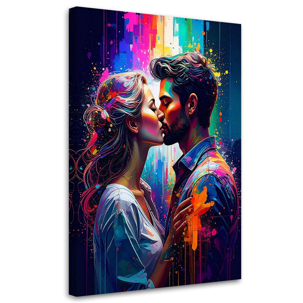 LEINWANDBILD Paar Liebe Kuss 40x60cm - Multicolor, Textil (40/60cm) - Feeby