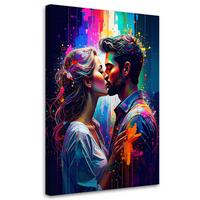 LEINWANDBILD Paar Liebe Kuss 40x60cm - Multicolor, Textil (40/60cm) - Feeby