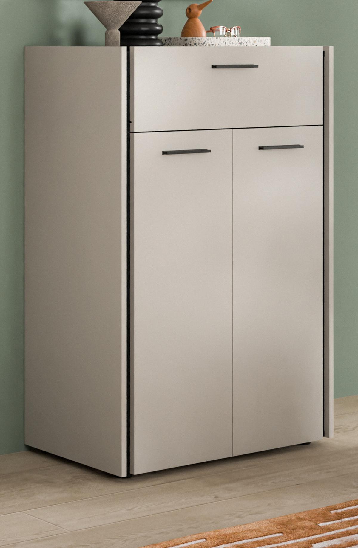 SCHUHSCHRANK Kaschmir 75 x 106 cm, Flurkommode mit Soft-Close - Kaschmir/Schwarz, Holzwerkstoff/Kunststoff (75/106/37cm) - Inn.Furn
