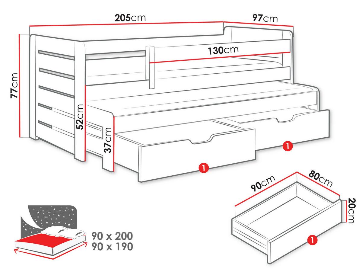 JUGENDBETT Tomas II - Weiß, Holz (90/200cm) - MIRJAN24