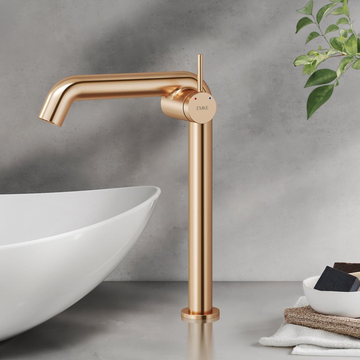 WASCHTISCHARMATUR Wasserzulaufrohr aus Edelstahl Rosengold 26cm - Roségold, Metall (22/7.6/33.2cm) - EMKE