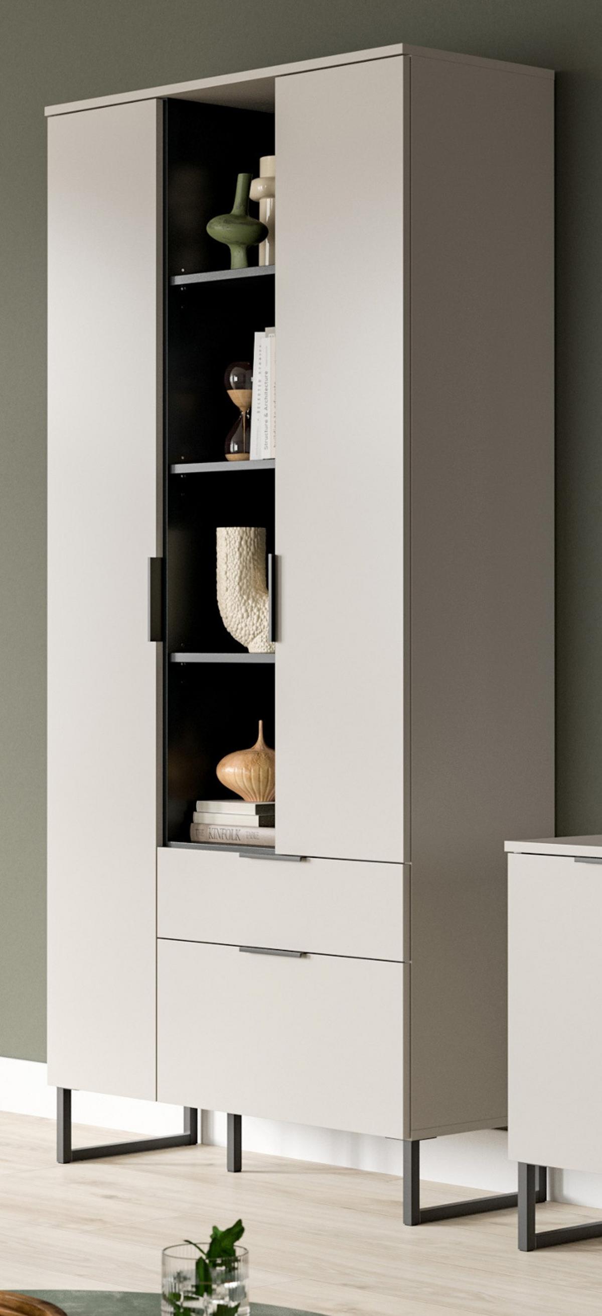 STAURAUMSCHRANK Kaschmir, schwarz 90 x 192 cm, Mehrzweckschrank mit Soft-Close - Kaschmir/Schwarz, Holzwerkstoff/Kunststoff (90/192/37cm) - Inn.Furn