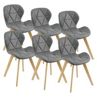 ESSZIMMERSTUHL-SET 6 TLG. Älmhult - Grau, Leder (47/78/52cm) - [en.casa]