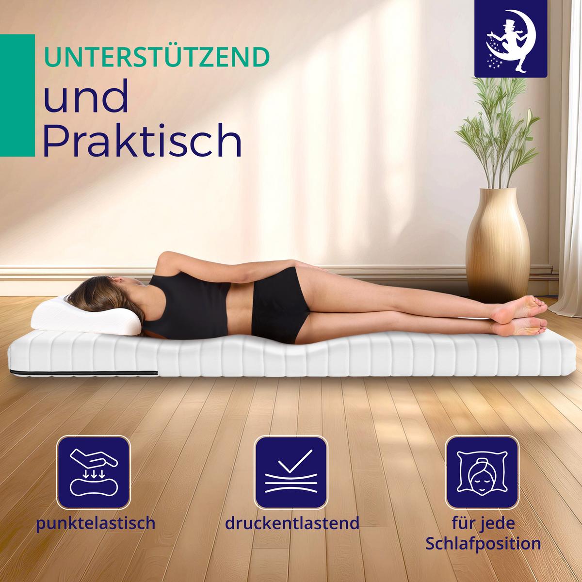 MATRATZE H3 100x200 cm – ergonomische Matratze mit waschbarem Bezug – ca. 10-11 cm Höhe – allergikergeeignet - Weiß, Textil (100/200cm) - Mister Sandman