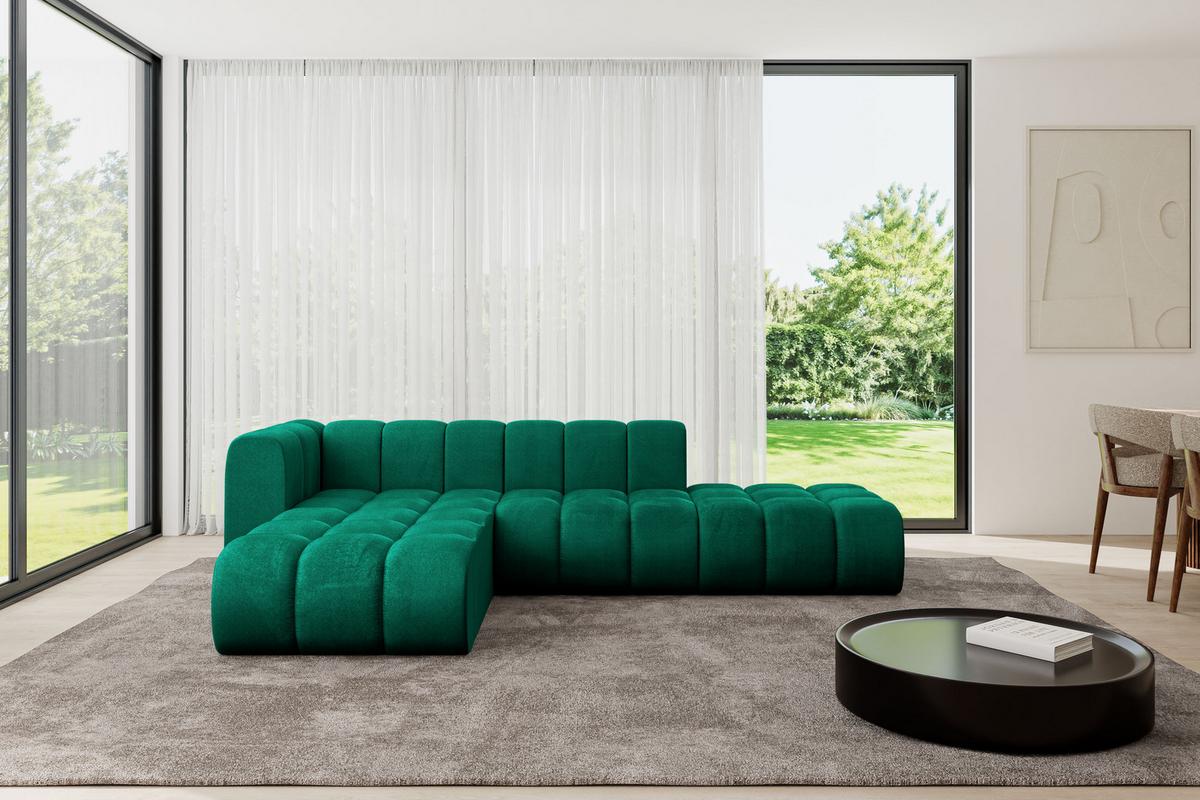 ECKSOFA modulares Sofa Zuvon-L1 - 296x177x70 cm Grün - Dunkelgrün, Holzwerkstoff/Textil (296/177cm) - ALTDECOR