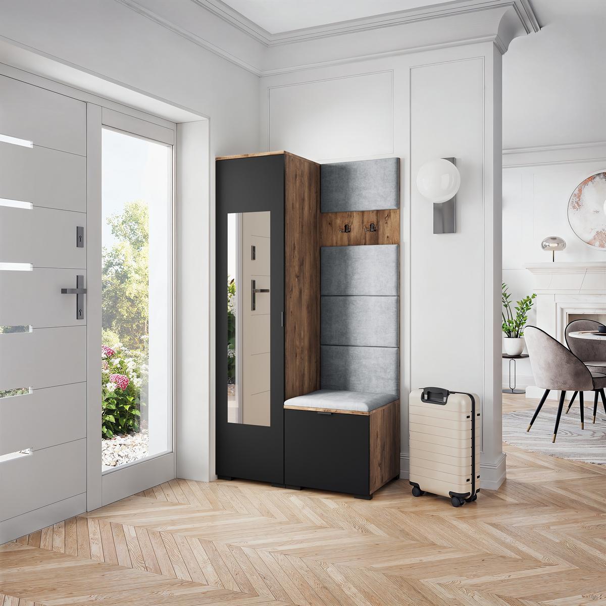 GARDEROBENSCHRANK VIRA 95/181/51 cm Modern Eichefarben - Eichefarben/Hellgrau, Holzwerkstoff (95/181/51cm) - MASSENO