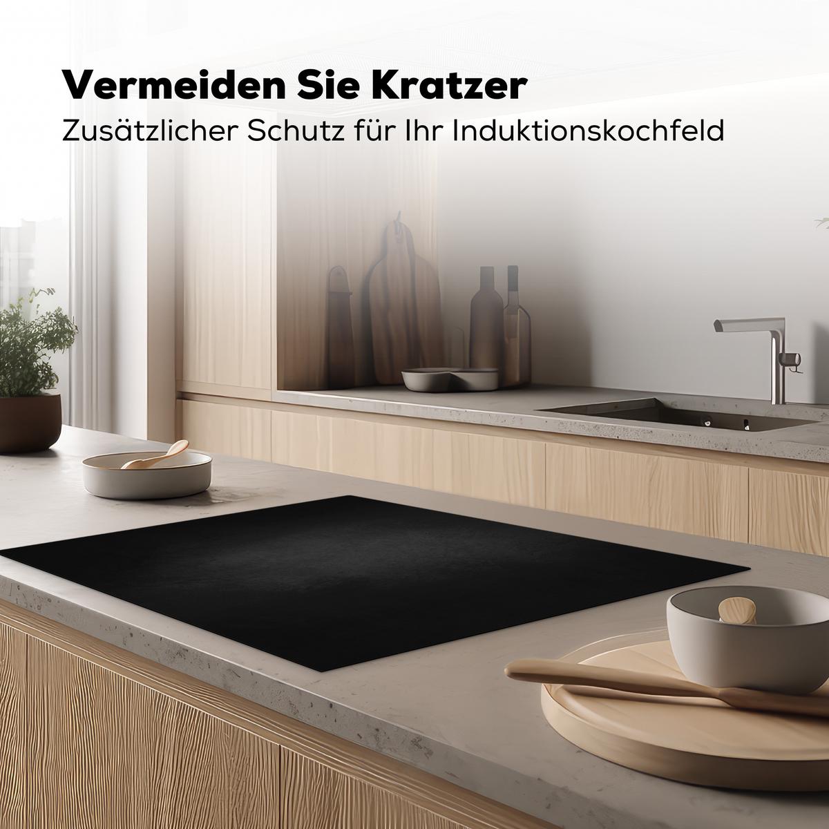 HERDABDECKPLATTE Beton - Schwarz - Grau - Strukturiert - Industriell Induktionsmatte 77x59 cm - Graphitfarben, Kunststoff (77/59/0.2cm) - MuchoWow