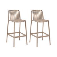 BARSTUHL 2er-Set Kunststoff Hellbraun Ariccia - Hellbraun/Braun, Kunststoff (49/104/53cm) - Beliani