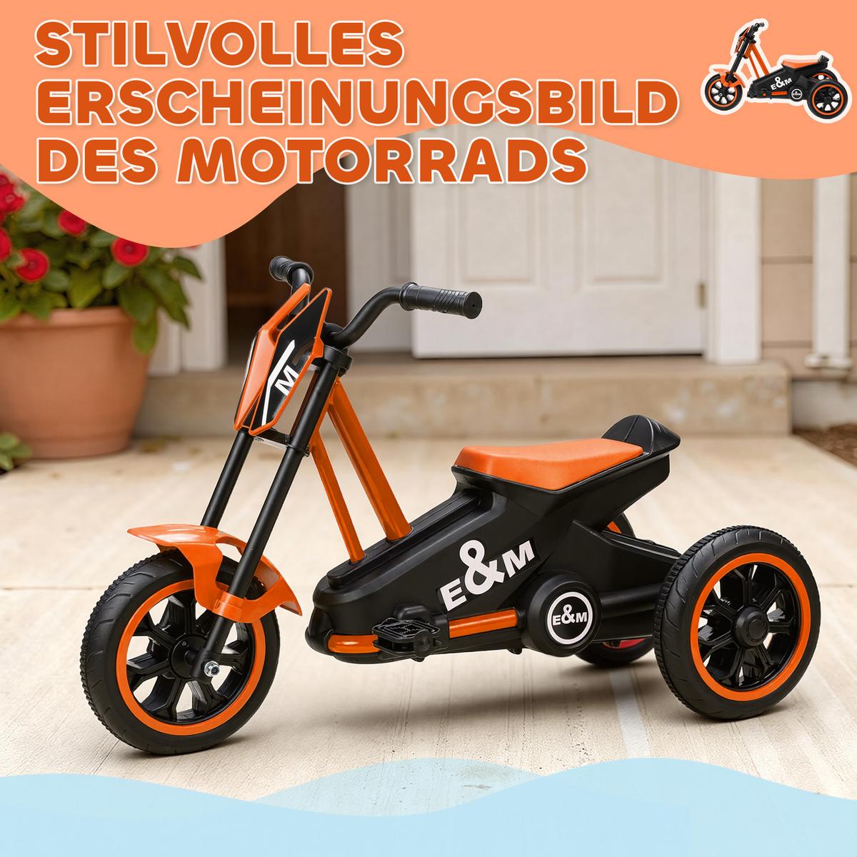 DREIRAD, Kinderfahrrad, Laufrad, Kinderrad mit Pedal für Kinder 18-36 Monaten - Orange, Metall (79/44/50cm) - AIYAPLAY