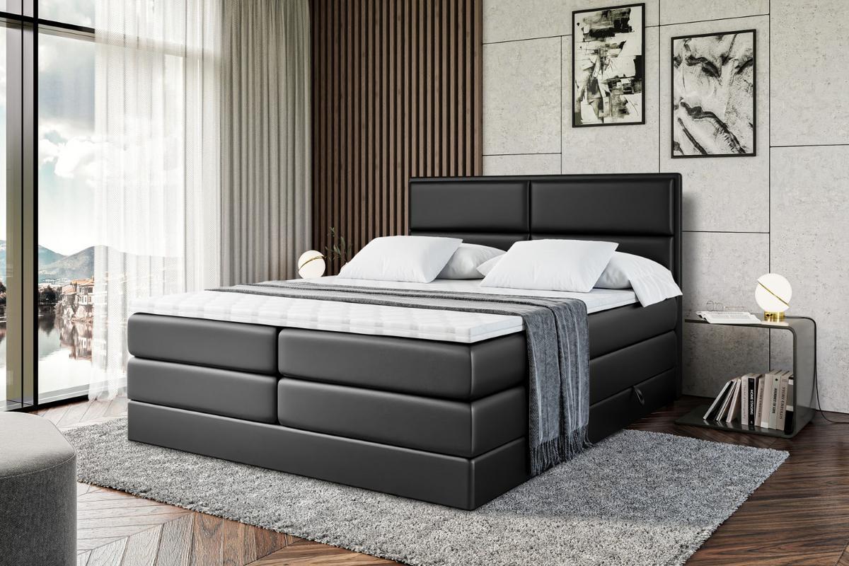 BOXSPRINGBETT AURA KING - 140 x 200 - H3/H4 - Schwarz Hochglanz - Schwarz Hochglanz, Holzwerkstoff (140/200cm) - ALTDECOR