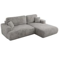 ECKSOFA OVO L Hellgrau Plüsch - Rechts Seite - Hellgrau/Schwarz, Kunststoff/Textil (195/271cm) - MKS