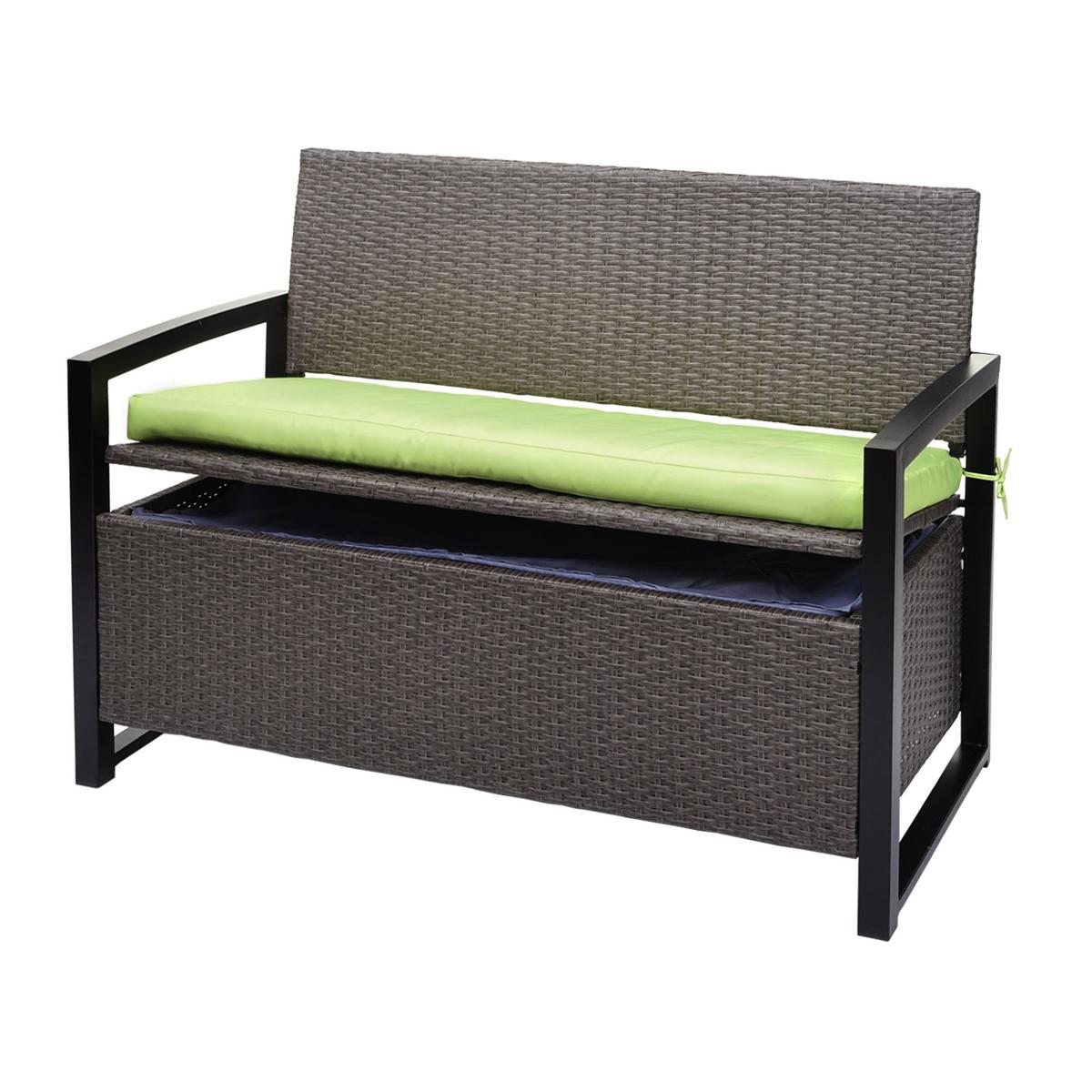 POLY-RATTAN 2ER SITZBANK Hellgrau, Grün - Hellgrau/Grün, Kunststoff (117/87/57cm) - MCW