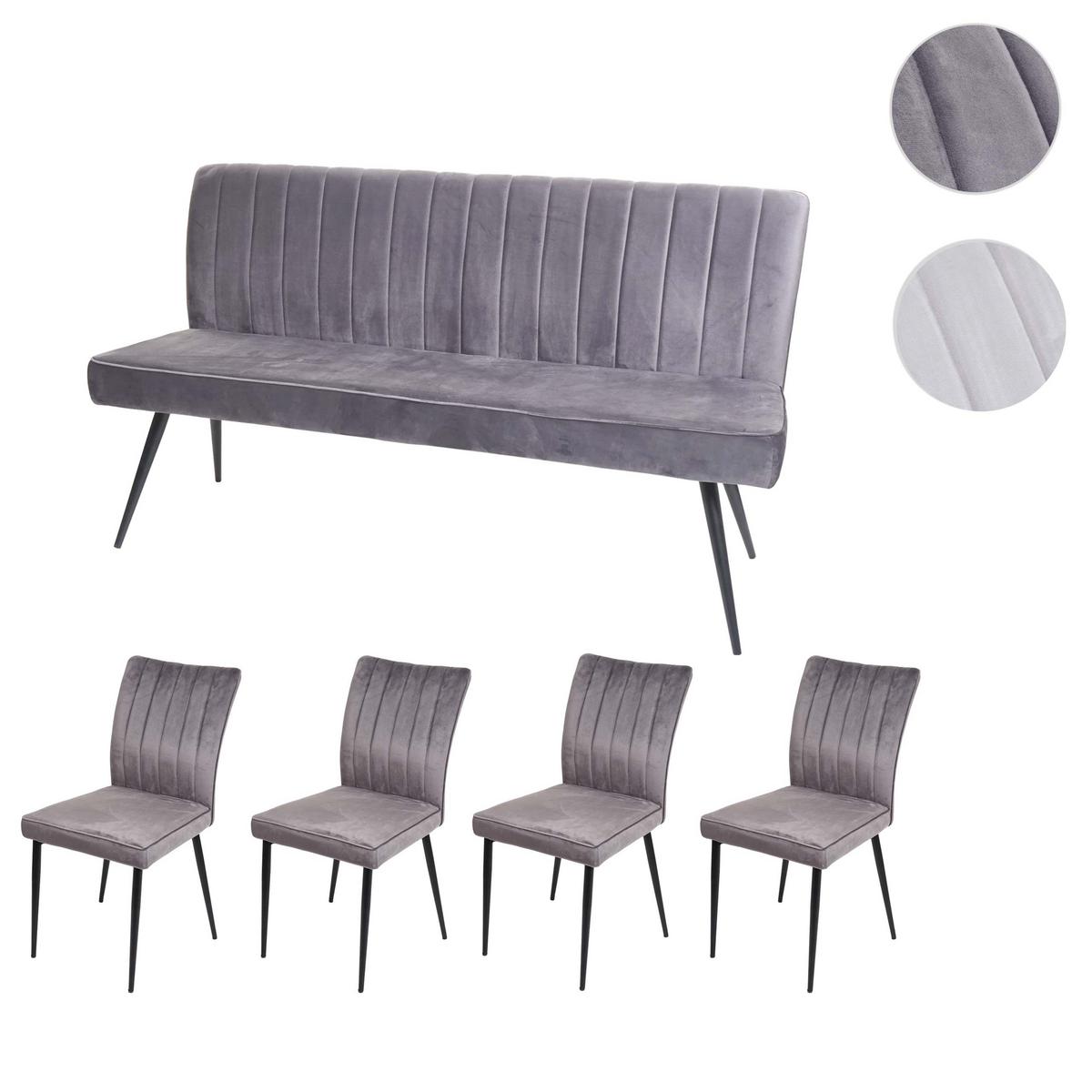 ESSZIMMER-SET Grau 5er-Set - Grau, Textil (160/90/64cm) - MCW
