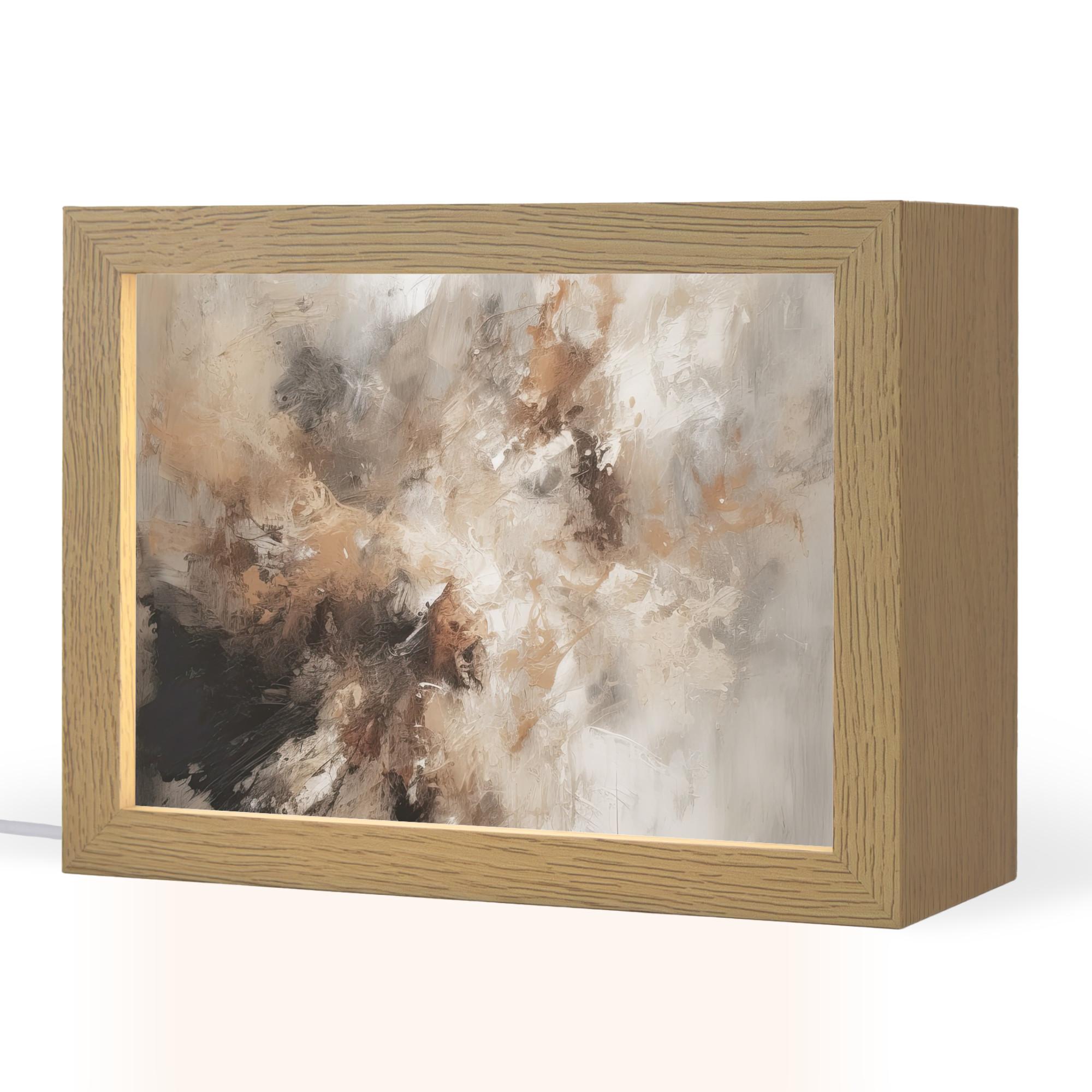 TISCHLEUCHTE Farbe - Abstrakt - Beige - Kunst 20x15 cm - Apfelbaumfarben, Holzwerkstoff (8/20/15cm) - OnlyWow
