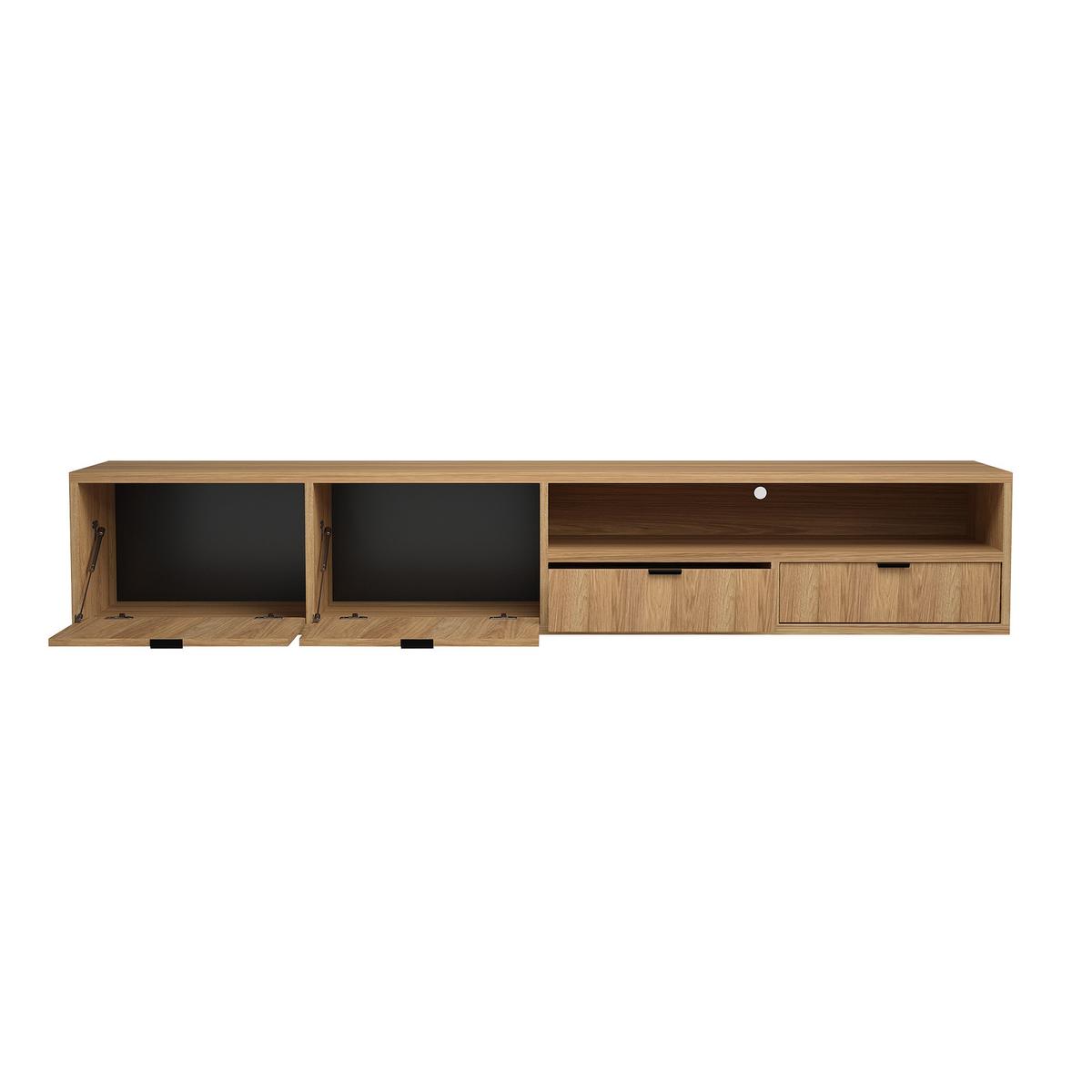 HÄNGELOWBOARD Evron mit 2 Schubladen und 2 Türen, 200 cm, Hikora Eiche - Eichefarben, Holzwerkstoff (200/35/40cm) - Beautysofa
