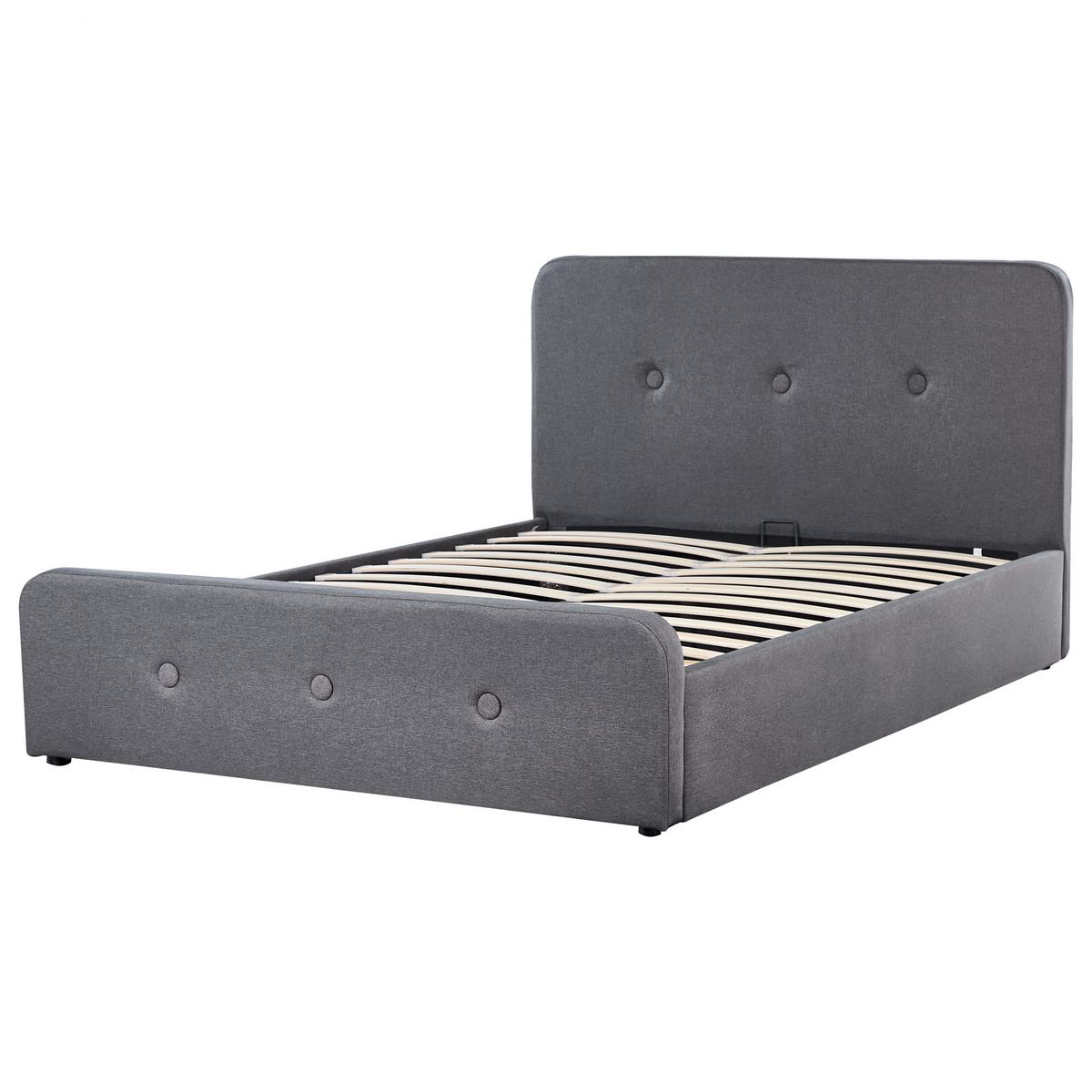 BETT mit Stauraum 140x200 cm Grau Rennes - Dunkelgrau, Textil (140/200cm) - Beliani