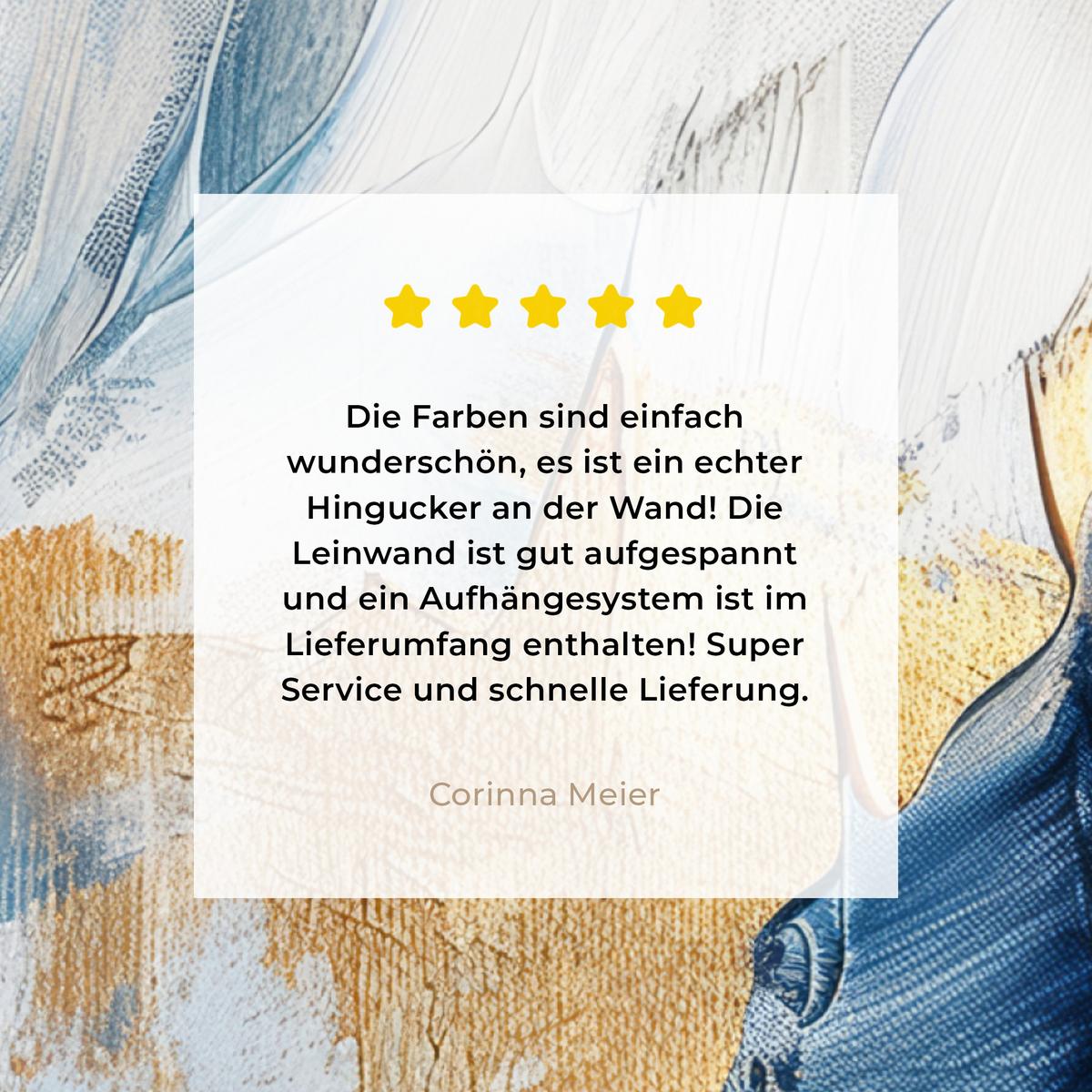 LEINWANDBILD Gold - Blau - Aquarell - Kunst - Modern Wandbild Wohnzimmer 50x50 cm - Hellblau, Textil (50/50cm) - MuchoWow